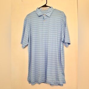 PETER MILLAR FEATHERWEIGHT SKY BLUE STRIPED POLO MENS T SHIRT SZ XL